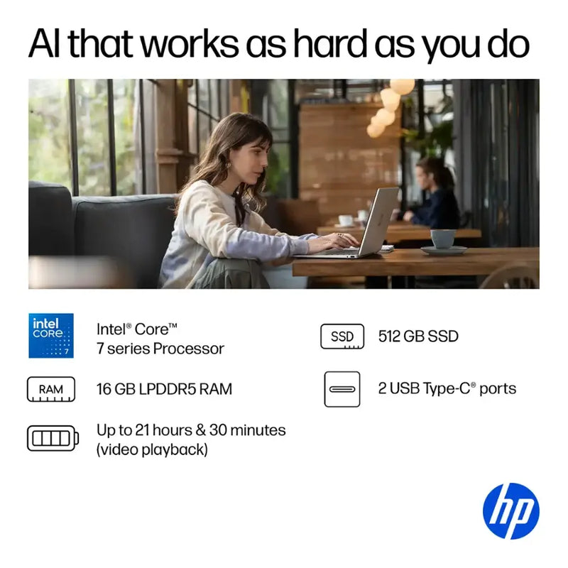 HP OmniBook 5 Flip 2-in-1 14" Intel Core 7 2K Touch-Screen Laptop (16GB RAM 512GB SSD) - FP0023DX