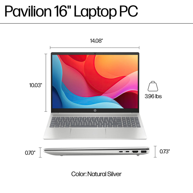 HP Pavilion 16" Ryzen 7 Laptop (8GB RAM 512GB SSD STORAGE) - AG0070