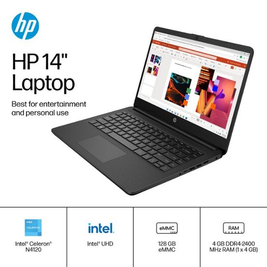 HP 14" Intel Celeron (4GB RAM 128GB eMMC) - DQ0762DX