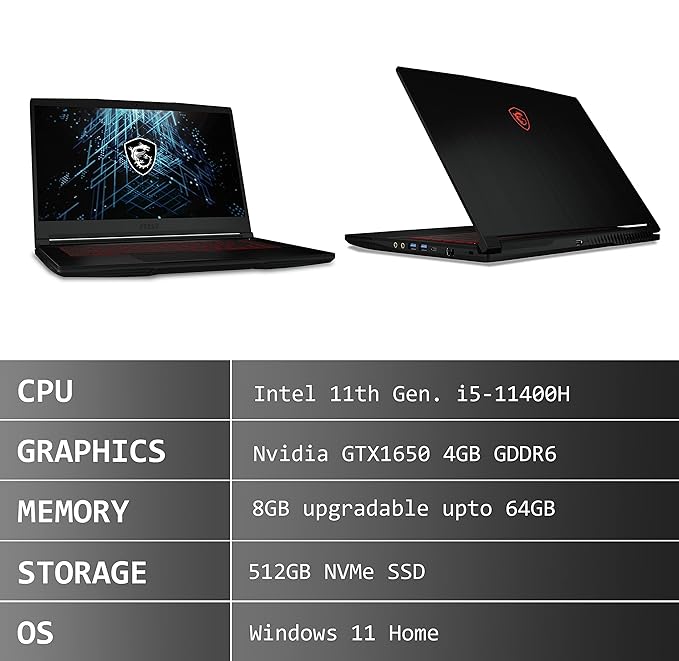 MSI GF63 THIN 11SC Gaming 15.6" Intel Core i5 (8GB RAM 256GB SSD)