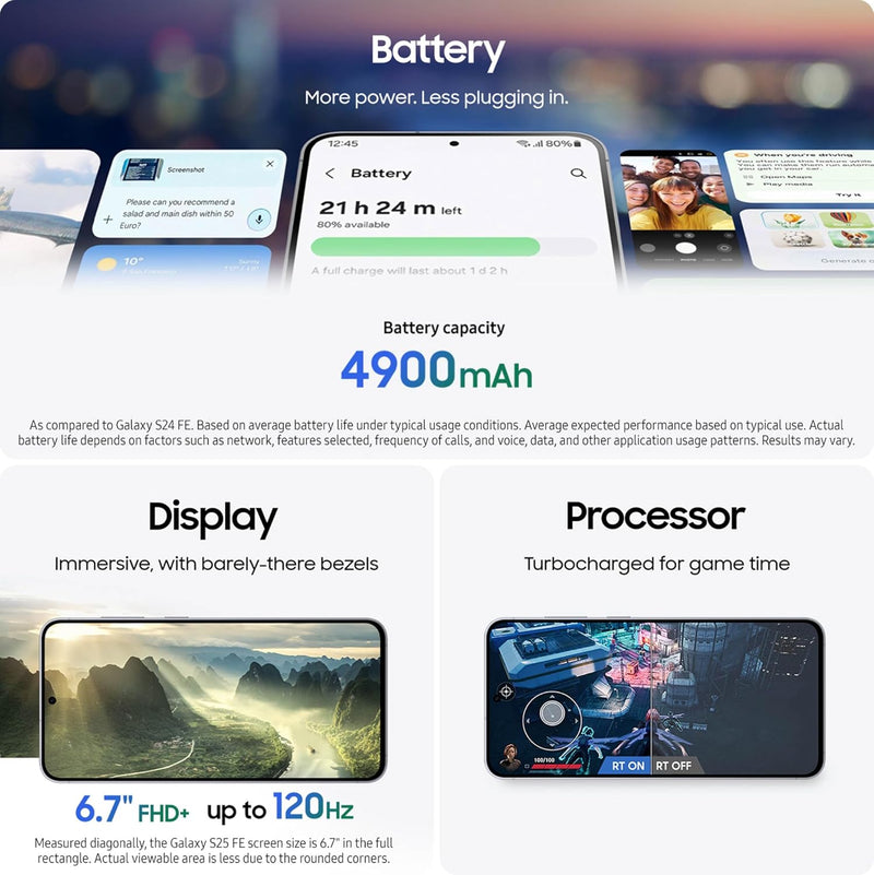 SAMSUNG GALAXY S25 FE 5G (8GB RAM 256GB STORAGE)
