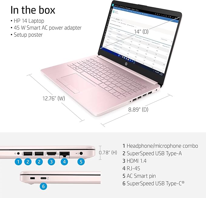 HP 14” HD Intel Celeron N4120 Laptop (4GB RAM 64GB EMMC STORAGE) - CF2112WM