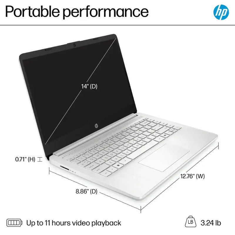 HP-14" Intel N1500 Laptop (4GB RAM 128GB STORAGE) - DQ6011DX