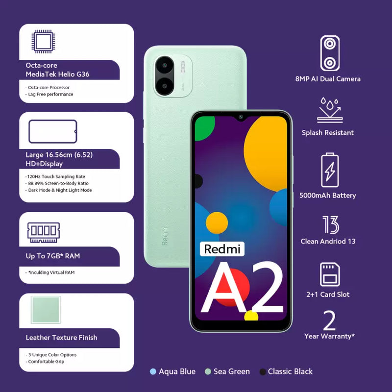 REDMI A2 (2GB RAM 32GB STORAGE)