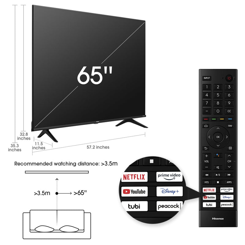 Hisense 65" 4K UHD LED Class A6G Smart Android TV - 65A6G SAMTRONIX